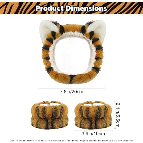 AEGYPIUS Tiger Ears Face Wash Headband and Wristband Set - 3 Pcs Spa Skincare Set for Women and Girls - Yellow thumbnail 2