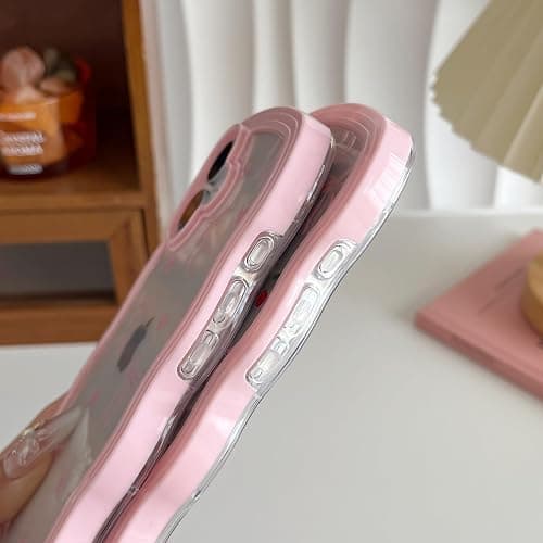 ZTOFERA for iPhone 17 Case 6.3 inch,Cute Curly Wave Frame Shape Case with Heart Ribbon Bow Pattern, Clear Slim Shockproof Hard PC Bumper Phone Cover for Women Girls, Pink thumbnail 4
