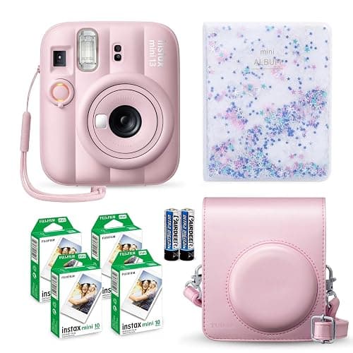 Fujifilm Instax Mini 13 Instant Camera Candy Pink + Fuji Film Value Pack (40 Sheets) + Tudak Accessories Bundle, Incl. Compatible Carrying Case, Quicksand Beads Photo Album 64 Pockets - Image 1