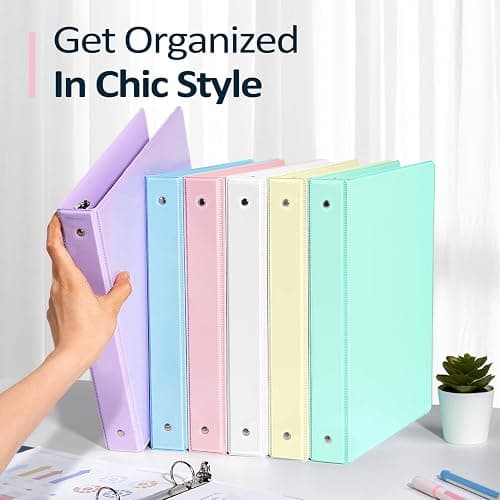 BinderX Extra Durable 3 Ring Binder, Round Ring 1 Inch Binders, Fits 175 Sheets of 8.5x11 Paper, Customizable View Cover with Inside Pockets, Cute 1" Binder, School Supplies for Girls, Blue thumbnail 7