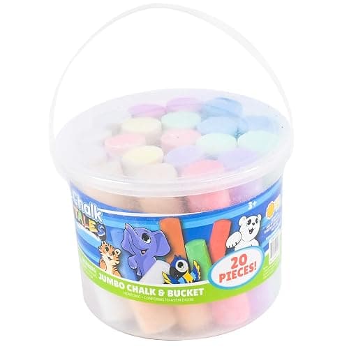Sunny Days Entertainment Sidewalk Chalk Set for Kids with Storage, Washable, Jumbo Colored Chalk for Outdoor Play and Chalkboard Art - Ages 3+ (20 Pieces, Multicolor) - Image 1