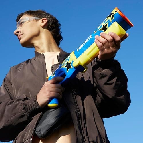 Nerf Fortnite Half Tone Hero Blaster, Bonus Code to Unlock Half Tone Hero Wrap in The Game, Break Open Loading, 12 Nerf Elite Darts, Fortnite Gifts (Amazon Exclusive) thumbnail 8