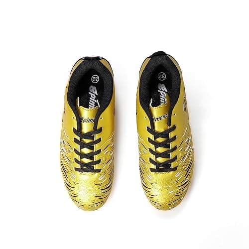 EPIMENO Soccer Cleats Boys Girls Kids Firm Ground Unisex Football Baseball Shoes(Little Kid/Big Kid) - 6 Big Kid - Gold Metallic thumbnail 6