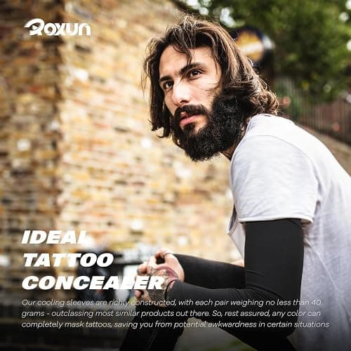 ROXUN Arm Sleeves Cooling UV Sun Protection Sport Compression for Men Women | UPF50,Seamless cover arms,Tattoo-covering,Lightweight & breathable,daily wear,Outdoor work,Basketball Baseball,Mangas thumbnail 4