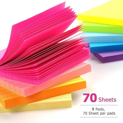 Early Buy Lined Sticky Notes with Lines 3x3 Self-Stick Notes 9 Bright Color 9 Pads, 70 Sheets/Pad thumbnail 5