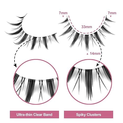 False Eyelashes Wispy Manga Lashes Natural Look Japanese Anime Lashes Manhua Effect Look Like Individual Clusters Spiky Cosplay Eyelashes with Clear Band 7 Pairs Pack by EYDEVRO thumbnail 2