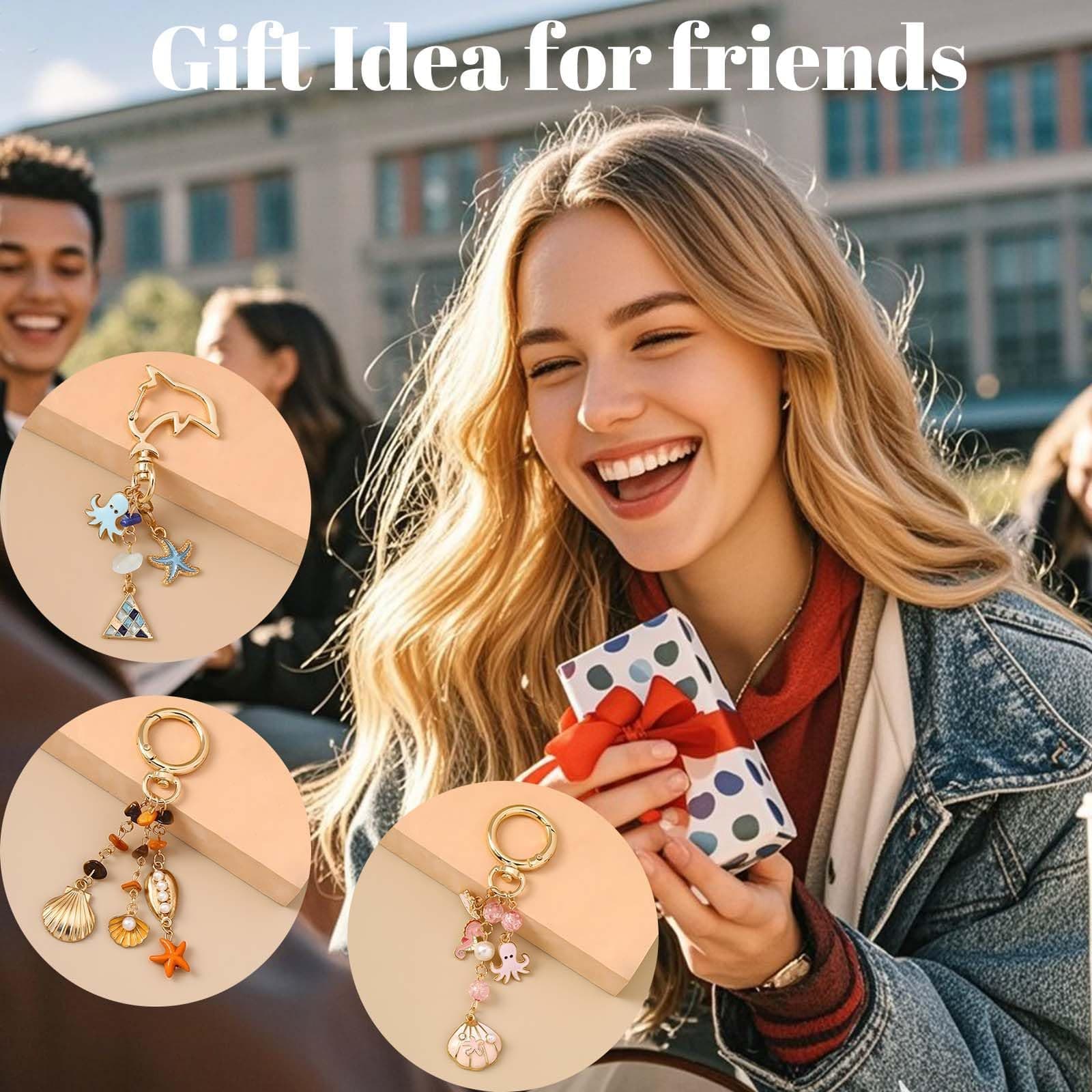 3pcs Keychains for Women with Cute Ocean Design, Cute Handbag Keychain with Shell Decoration, Starfish Octopus Bag Hanger, Aesthetic Bag Hanger, Girls and Women thumbnail 7