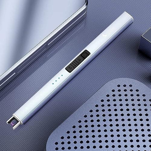 SUPRUS Electric Lighter Arc Windproof Flameless USB Rechargeable Lighter with Safety Lock for Candle BBQ Camping (Blue) thumbnail 3