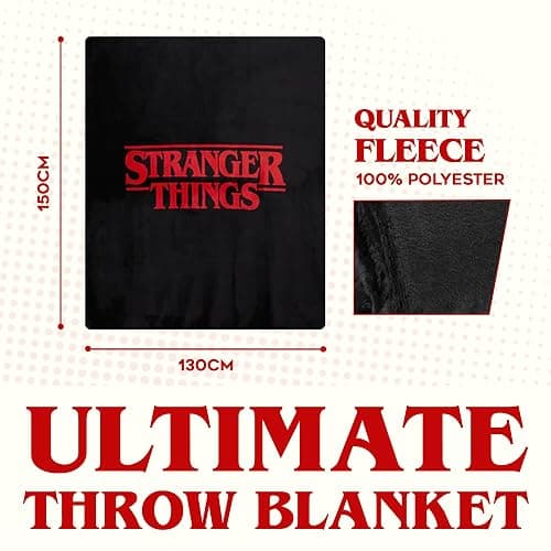 Stranger Things Blanket Throw Bedroom Accessories Fleece Blanket, Hellfire Club Soft Warm Winter Bed Throw 59.06 x 51.18 in Official Merch (Red) thumbnail 2
