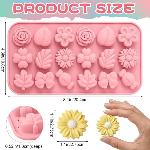 Sliner Floral and Plant 3 Pcs Candy Molds Silicone 3D Chocolate Molds 18-cavities for Chocolate Gummies Cupcake Jelly Muffin Cookie Dessert Baking Ice Cube Soap Making (9.84 x 5.91 Inches) thumbnail 3