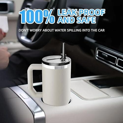 Stanley Lid Replacement 2 Pack 40 oz with Leak Proof and Flip Straw Lid, Cup Accessories, Perfect for Travel, Fitness, and Daily Use, Beige thumbnail 6