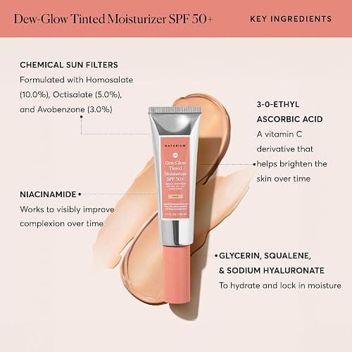 Naturium Dew-Glow Tinted Moisturizer SPF 50+ Light, Daily Moisturizing Sunscreen & Face Primer with Tint, Skin Protector with Dewy Finish, 1.7 oz thumbnail 6