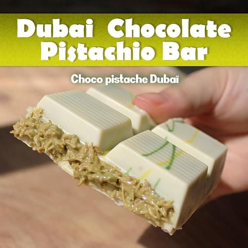 Dubai Chocolate Crispy Knafeh Pistachio Bar 7oz | Kunafa Filling Delight | Crunchy Rich Pistachio Kunafe Desert | Gourmet Gift (7 Oz, White Chocolate) thumbnail 6