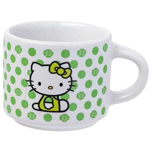 Silver Buffalo Sanrio Hello Kitty Polka Dots 4pc Stackable Ceramic Espresso Small Cup Set, 3 Ounces thumbnail 9