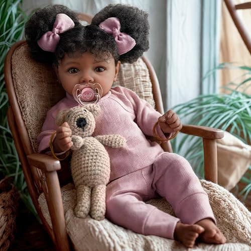 BABESIDE Lifelike Reborn Baby Dolls Daisy Black Girl- 20 Inch Soft Body Realistic-Newborn Handmade Real Life Baby Dolls with Clothes and Toy Gift for Kids Age 3+ thumbnail 2