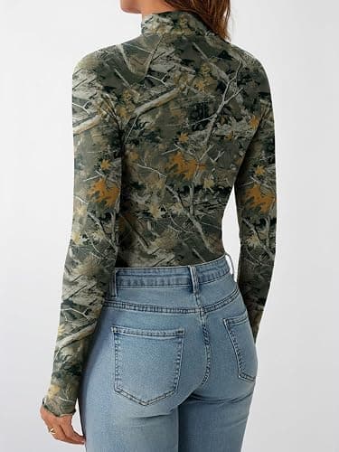 Dealmore Lace Sheer Long Sleeve Floral Mesh Mockneck Trendy Cute Going Out Tops for Women Fall Fashion Outfits 2025 Clothes thumbnail 4