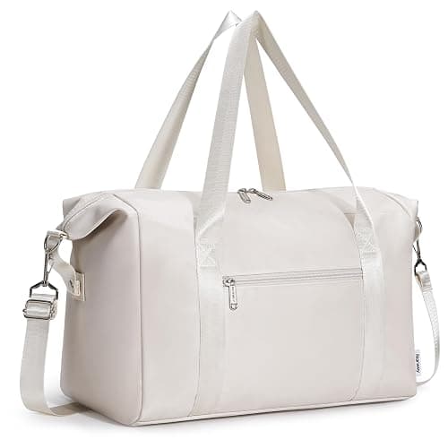 Narwey Ryanair Handgepäck 40x20x25 Ryanair Handgepäck Tasche 40x30x20 Reisetasche Handgepäck Faltbare Wasserfeste Weekender Gym Travel Bag für Damen Herren (Beige) - Image 1