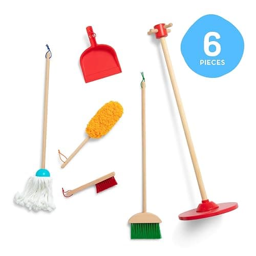 Melissa & Doug Dust Sweep Mop 6-Piece Pretend Play Set, Toddler Toy Cleaning, Pretend Play Home Cleaning, Kids Broom and Mop Set for Ages 3+ thumbnail 5