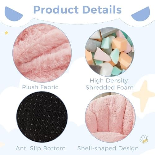 MAXYOYO Bean Bag Chair for Kids, Shell Shaped Bean Bag Couch for Boys and Girls, Toddler Chair Bean Bag Sofa for Playroom, Nursery Room, Pink thumbnail 4