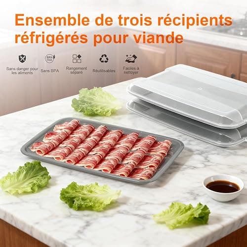 GRIFEMA Boite Jambon Conservation Frigo, 3 Pièces Boite a Jambon pour Refrigerateur, Sans BPA, Empilable, Économie D'espace, Boite Charcuterie Frigo pour Congélateur, Micro-Ondes et Lave-Vaisselles thumbnail 3