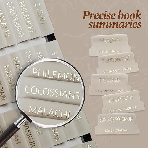 UPAFEXXI-Laminated Bible Tabs with Book Summaries(Gold Foil Embossed Lettering), Bible Tabs for Women and Men, Reposition Large Print Stickers, Easy to Read, 80Chapters Labels for Easy Navigation thumbnail 4