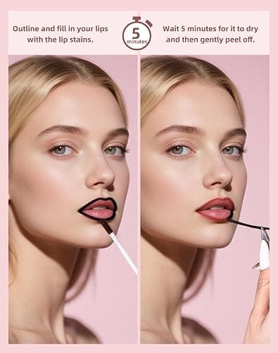 KIMUSE Lip Stain, Long Lasting Lip Stain Peel Off, Waterproof Peel Off Lip Liner Stain, Transfer-Proof Lip Tint Stain with Tweezer, Highly Pigmented Color, Matte Finish thumbnail 7