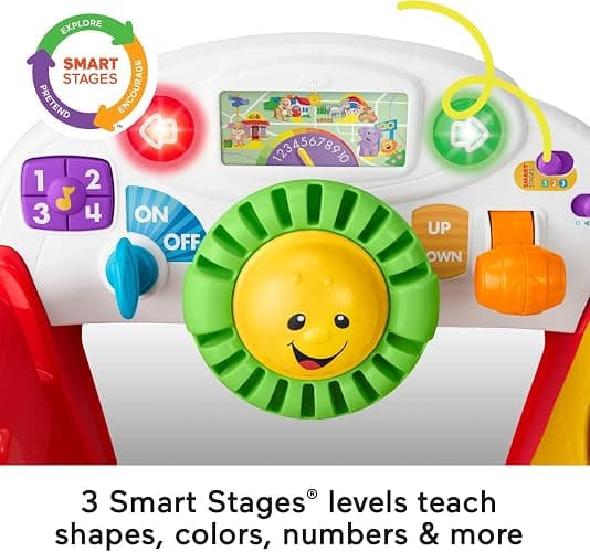 Fisher-Price Baby Toy Laugh & Learn Crawl Around Car Red Activity Center with Educational Music & Lights for Infants Ages 6+ Months (Amazon Exclusive) thumbnail 3