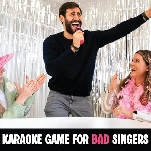 Grab The Mic - Award Winning Karaoke Party Game for Bad Singers w Foam Mic | 120 Word Cards (250 Words), 2-12 Players for ages 8+. Perfect For Family Game Night, Birthdays & Sing-Off Parties. thumbnail 2