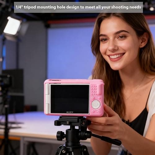 Frevyve Case for Sony ZV-1F, ZV-1 II Vlog Camera Accessories, ZV1F Soft Silicone Protective Case, Slim Fit Sleeve with ZV 1F / ZV-1 II Screen Protector, Lightweight, Anti-Scratch (Pink) thumbnail 4