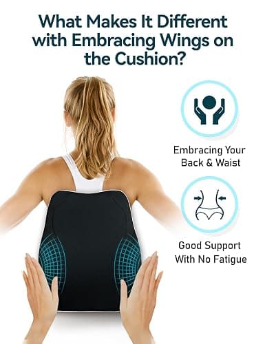 Travel Ease Ergonomic Lumbar Support Cushion, Memory Foam Back Support Cushion for Office Chairs with Skin-friendly Cover for Comfort (Black) thumbnail 3