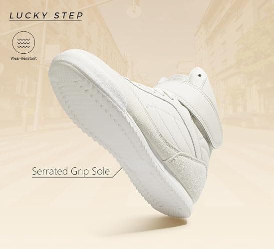 LUCKY STEP Women's High Top Sneakers Hook and Loop Lace Up Fashion Basketball Ankle Boots Skate Tennis Shoes Walking Casual Shoes thumbnail 5