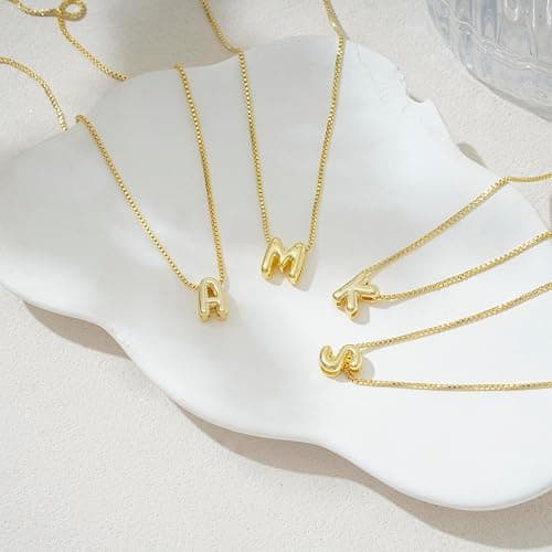Lisitine Bubble Initial Necklaces Dainty Letter Necklace Cute Name Choker Necklaces for Women Trendy Personalized Pendant Jewelry Gift for Women thumbnail 7