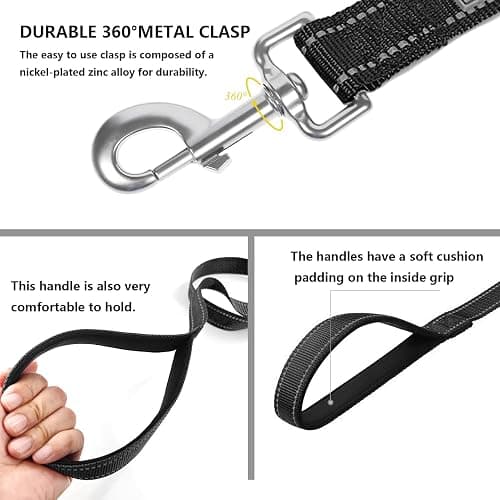 PenSeepet 6 FT Basic Dog Leash for Medium Dogs,Black | Padded Handle,Metal D-Ring,Heavy Duty Nylon Webbing, for Walking & Training thumbnail 4