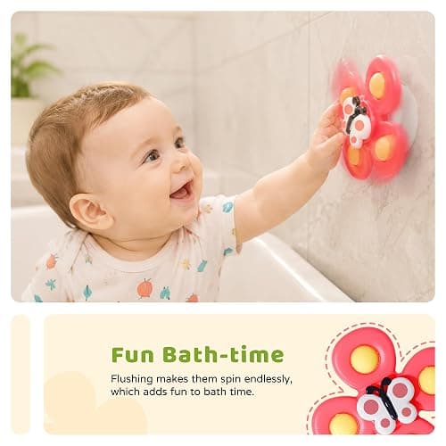 LiKee Strong Suction Cup Fidget Rotating Sensory Bath Toys for Baby Christmas Stocking Stuffers, Airplane Car Travel Table & Window Toys for Toddler Boys and Girls, 10+ Months thumbnail 3