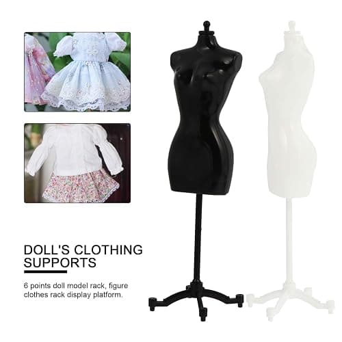 6pcs Doll Dress Form: 8.26×2.16×1.57 inches Mini Mannequin Model Stand for Doll Display Holder Toy Stand Display Support White and Black thumbnail 7