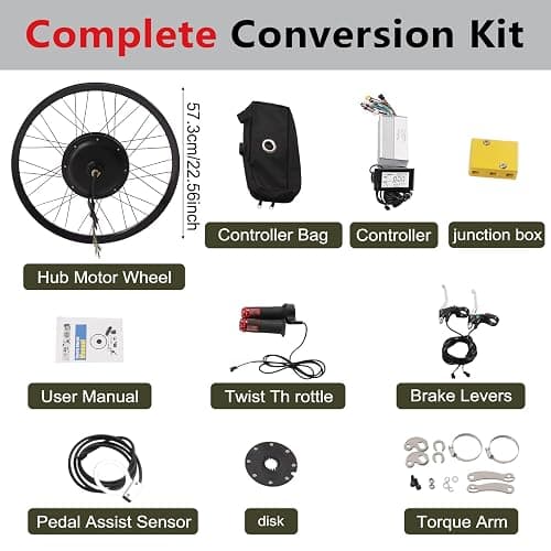 Electric Bicycle Kit, 72V 2000W E-Bike Rear Wheel Hub Motor with Mutifunction LCD Display & Pedal Assistant Sensor, 60N.M 7-Speed Flywheel E-Bike Conversion Set US Stock thumbnail 7