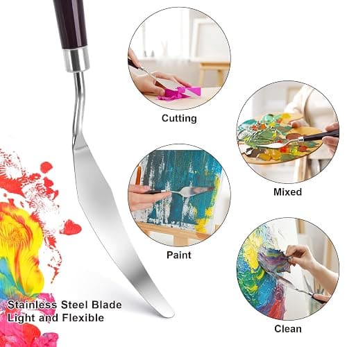 5 Piece Palette knifes Painting Knife Set Supplies for Oil, Acrylic Paint,Cake Decorating,Stainless Steel Pallet Knife Paint Knife Art Spatula for Various Types of Painting,ColorMixing,Smearing thumbnail 3