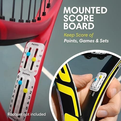 Scoring Right Portable Tennis Racket and Padel Scorekeeper, Easily Mounted Small Score Board to Keep Score of Points, Games, and Sets, ITF Conforming, Lightweight Mini Score Keeper, 1.9g thumbnail 2