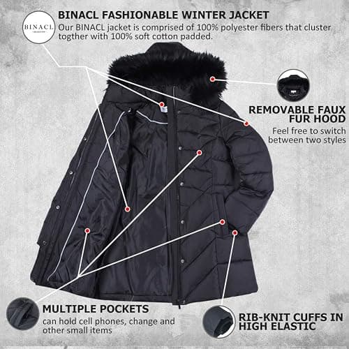 BINACL Women's Winter Warm Thicken Long Outwear Pockets Coat Parka Jacket XS-3XL thumbnail 4