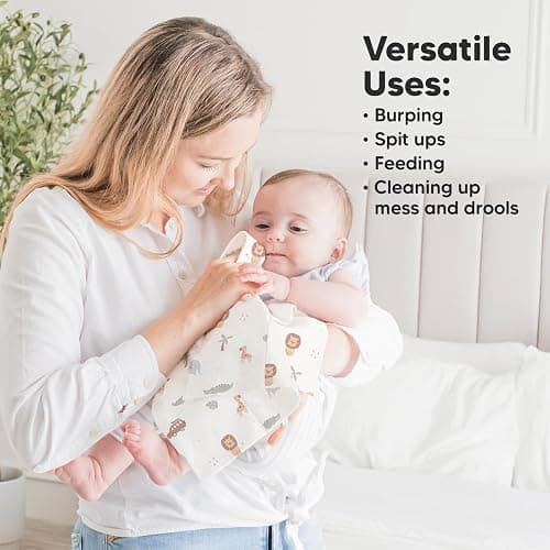 Organic Burp Cloths Baby Boy, Girl - 6-Pack Large 100% Cotton Burping Cloths for Babies, Spit Up Rags, Super Absorbent, Ultra Soft Newborn Rag, Gender Neutral, Machine Washable, Durable (Wilderness) thumbnail 7