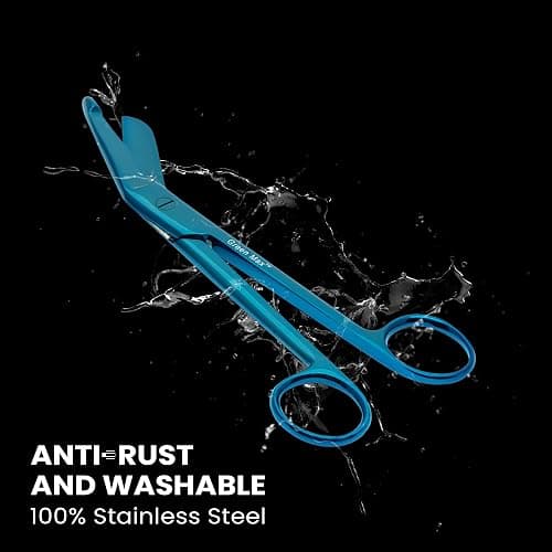 Green Max Lister Bandage Scissors-Safety Bandage & Trauma Shears-Stainless Steel Professional Scissors for First Aid Utility-Medical Care & Home Nursing-Size 5.5" (Blue, 5.5) thumbnail 7