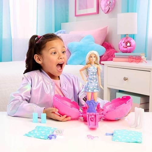 Barbie Team Roll and Reveal Pop Star Doll and Accessories | Blonde Fashion Doll & 8 Surprises and a Disco Ball Encasement thumbnail 2