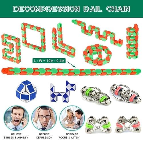 22 Pcs Fidget Toys Pack for Kids and Adults, Sensory Fidget Toys Set Stress Reliever Anxiety Relief Toys, Pop it Bracelet Educational Toys Gifts with Storage Bag for Birthday Party Favour Bag thumbnail 6