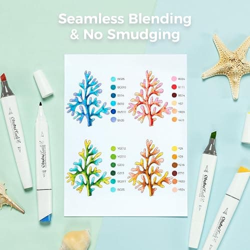 Ohuhu Alcohol Markers Double Tipped Slim Broad and Fine Art Marker for Artists Adult Coloring Drawing Landscape Sketch - 60 Colors Kaala Markers Refillable Art Pen Gift thumbnail 5