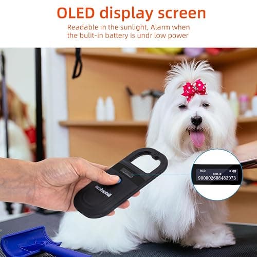 NetumScan Upgraded Pet Microchip Reader Scanner, 256 Data Storage Animal Tag Scanner Rechargeable Handheld Pet Chip ID Scanner with Stable OLED Display for ISO 11784/11785,FDX-B and ID64 RFID EMID thumbnail 4