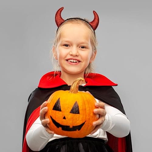 Parma77 Glitter Devil Horns Headband, Red Devil Horns Devil Costume for Women Men Girls, Halloween Fancy Dress Cosplay Hairband (Red) thumbnail 5