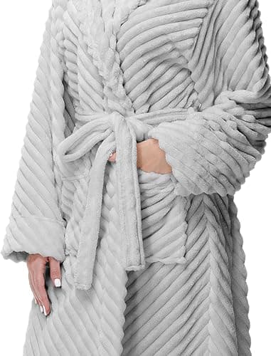 Yurhap Premium Robes for Women - Super Soft Cozy Fleece Womens Robe Plush Long Bathrobe thumbnail 3