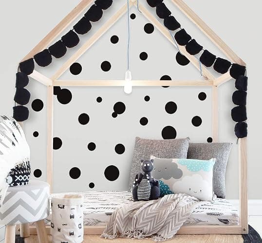 Black Polka Dot Wall Decals, Girls Room Wall Decor Stickers, Wall Dots, Vinyl Circle Peel & Stick DIY Bedroom, Playroom, Kids Room, Baby Nursery Toddler to Teen Bedroom Decoration (Black) thumbnail 2