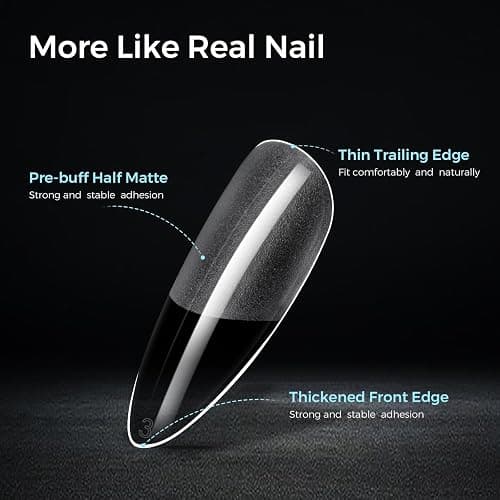 TOMICCA Almond Gel Nail Tips, Half Matte Pre Shaped No Filing Medium Almond Nail Tips, 240 Pcs Gel Tips 12 Sizes, Clear Acrylic Tips for Nail Art, Nail Extension at Home, For Beginners thumbnail 6