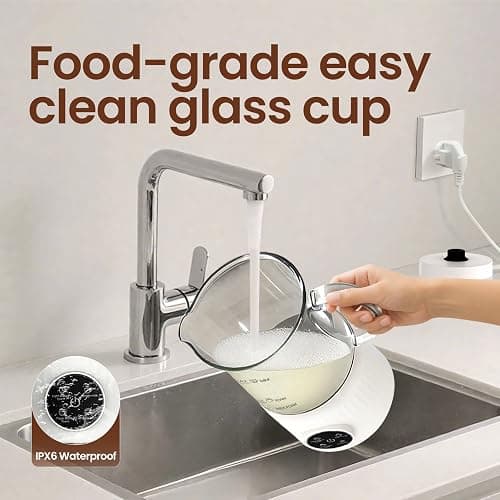 Casimhu 4-in-1 Milk Frother, Electric Milk Frother and Steamer with LED Touch Screen, Ceramic Lining Bottom, Milk Warmer 13.52oz for Lattes, Cappuccinos, and Macchiatos at Home, White thumbnail 7
